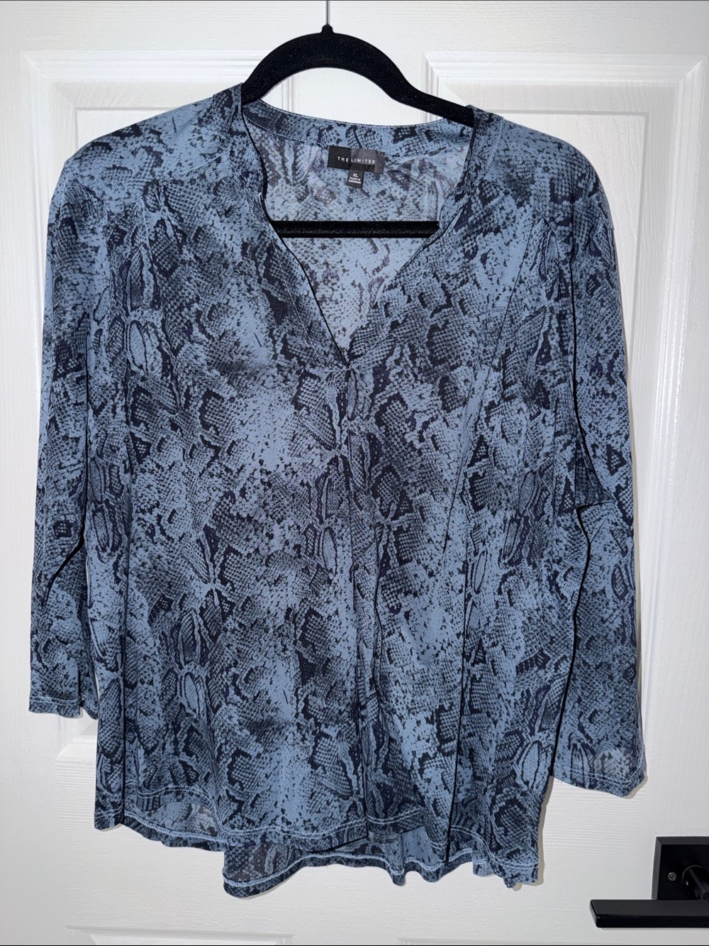 The Limited Blue Snake-Print V-Neck Tunic Top